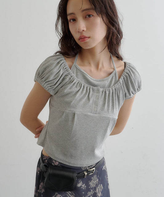 Kastane 羅紋修身掛脖露背Henley Tee - Image 1
