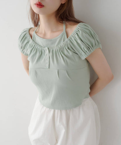 Kastane 羅紋修身掛脖露背Henley Tee - Image 4