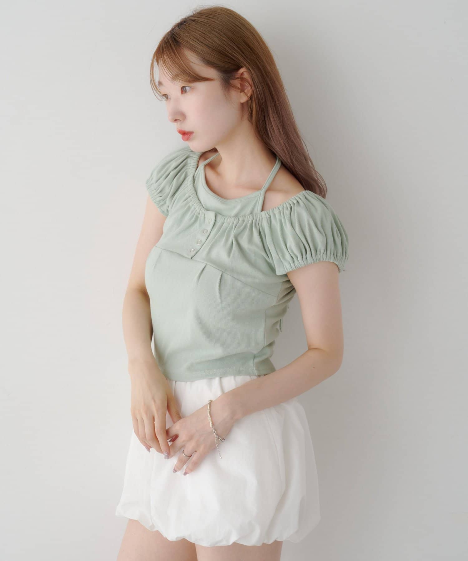 Kastane 羅紋修身掛脖露背Henley Tee - Image 48