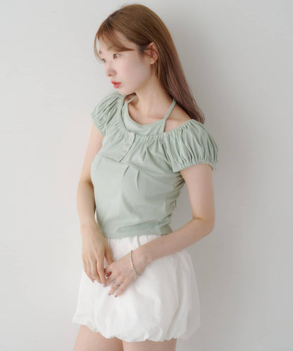 Kastane 羅紋修身掛脖露背Henley Tee - Image 48