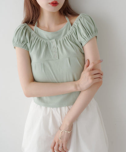 Kastane 羅紋修身掛脖露背Henley Tee - Image 42