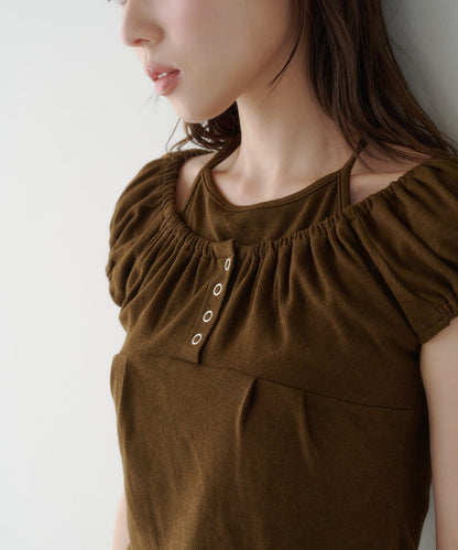 Kastane 羅紋修身掛脖露背Henley Tee - Image 54