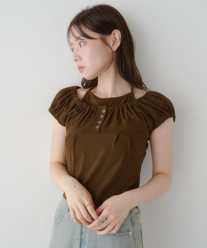Kastane 羅紋修身掛脖露背Henley Tee - Image 59