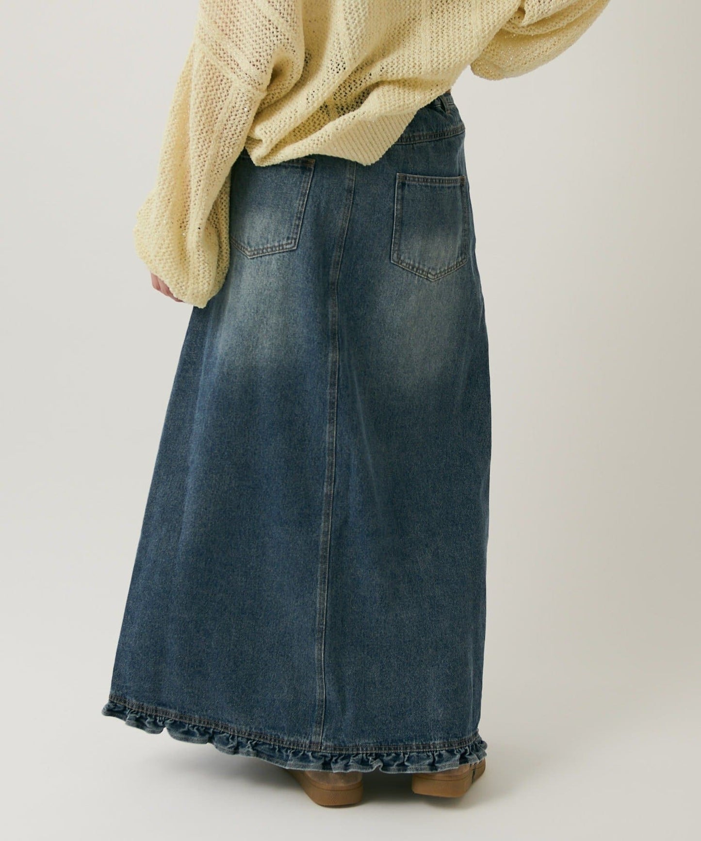 w closet 荷葉邊牛仔長裙 - Image 6