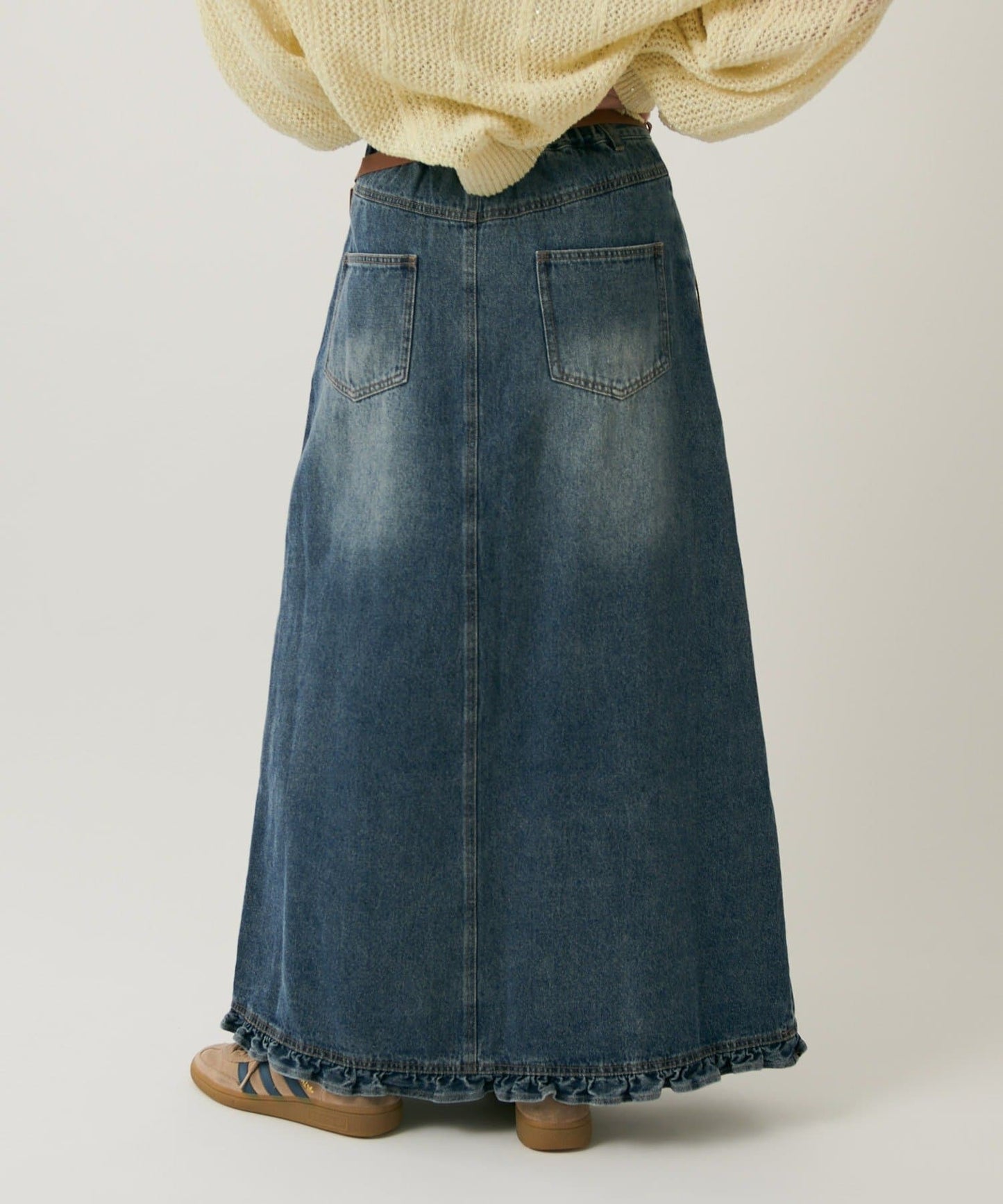 w closet 荷葉邊牛仔長裙 - Image 7