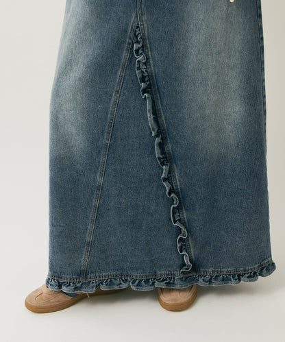 w closet 荷葉邊牛仔長裙 - Image 10
