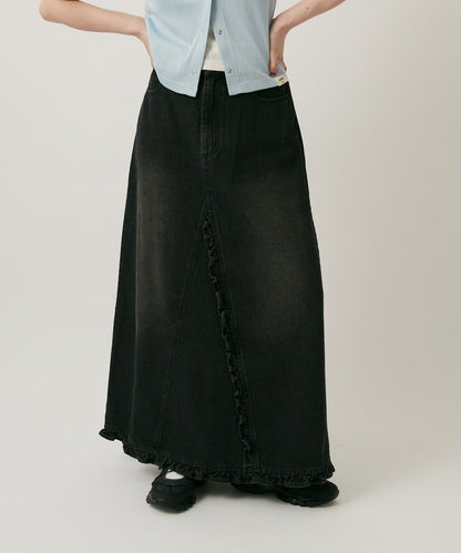 w closet 荷葉邊牛仔長裙 - Image 2