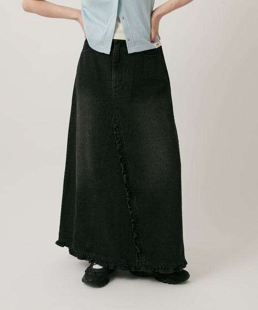 w closet 荷葉邊牛仔長裙 - Image 2