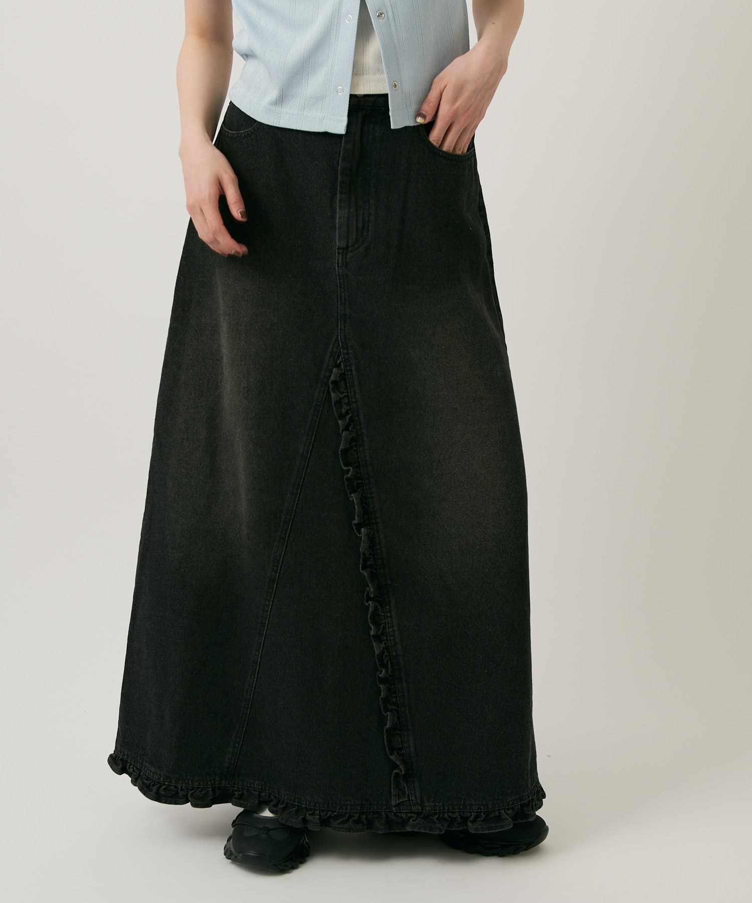 w closet 荷葉邊牛仔長裙 - Image 15