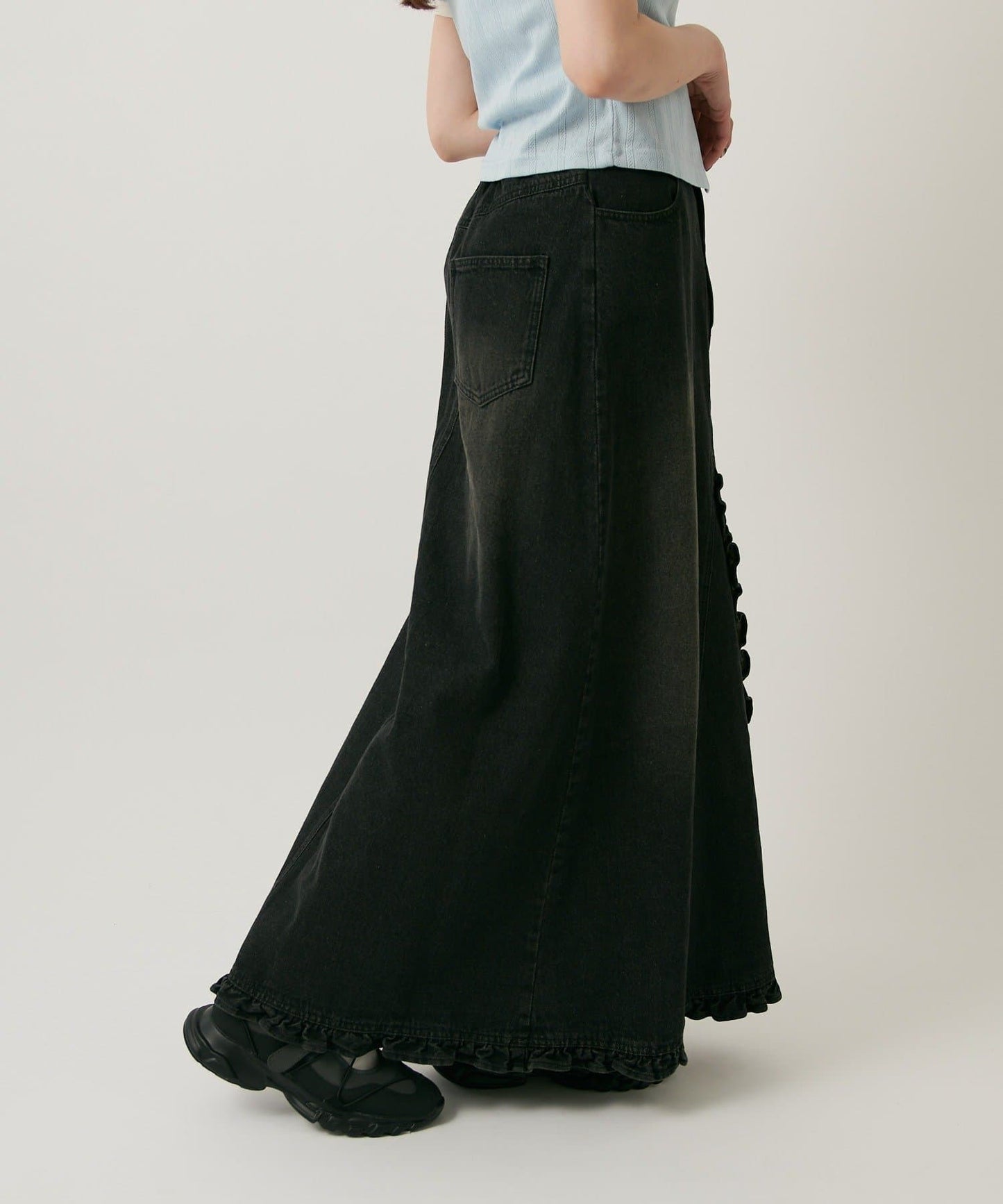 w closet 荷葉邊牛仔長裙 - Image 16