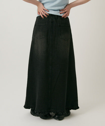 w closet 荷葉邊牛仔長裙 - Image 17