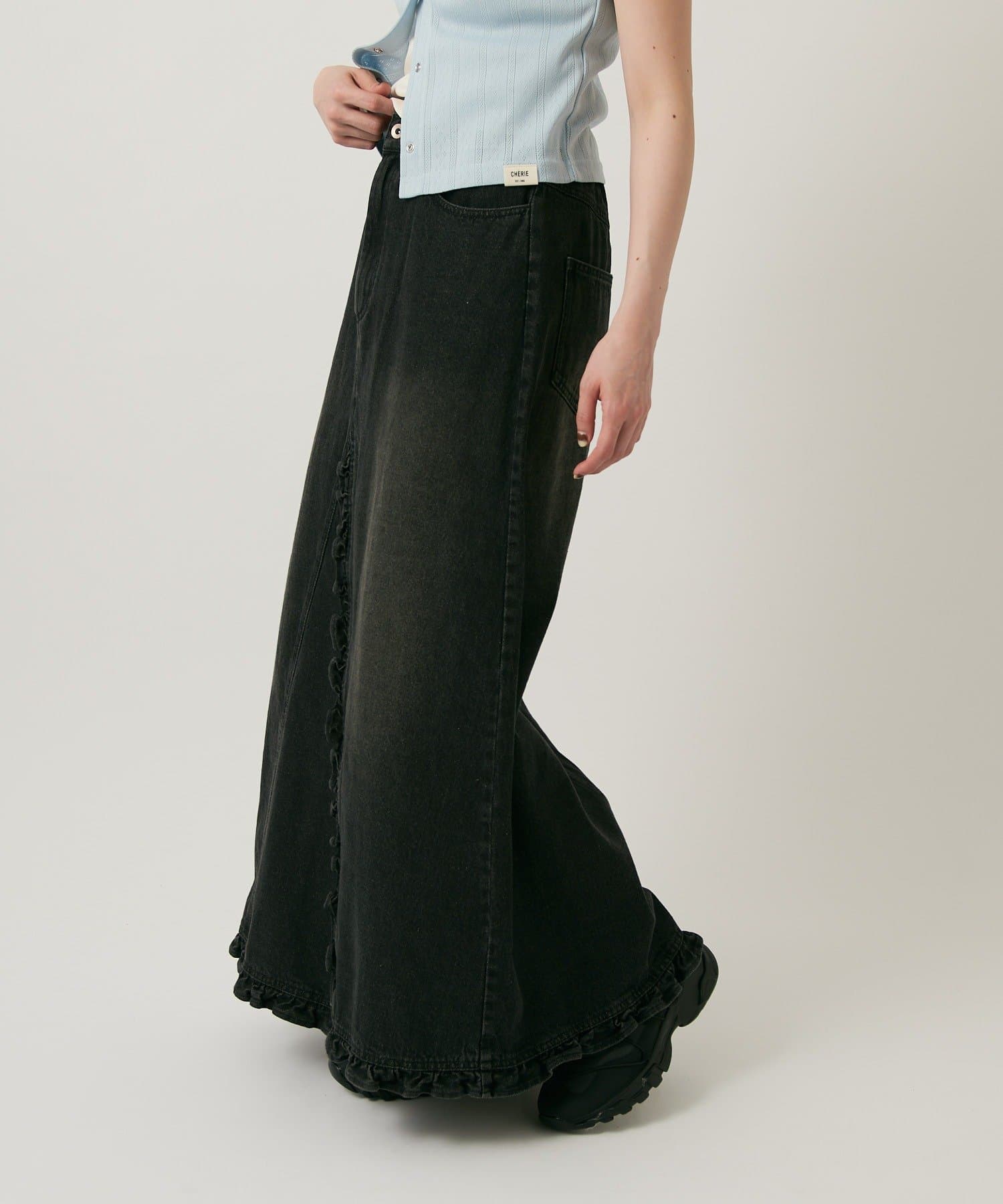 w closet 荷葉邊牛仔長裙 - Image 18