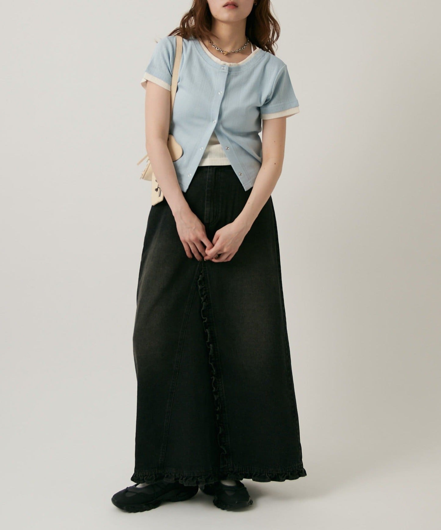 w closet 荷葉邊牛仔長裙 - Image 19