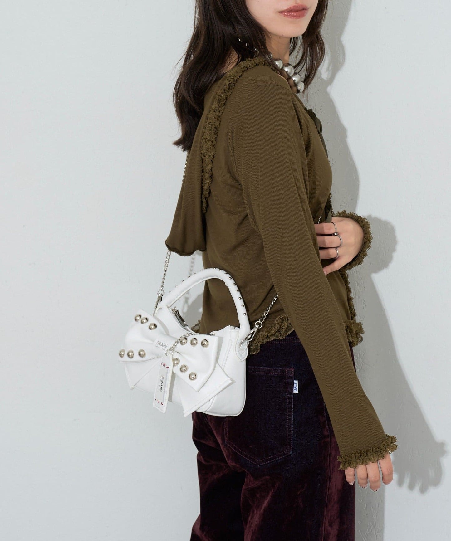 [CIAOPANIC] GRAIN Ribbon 2Way Bag - Image 6