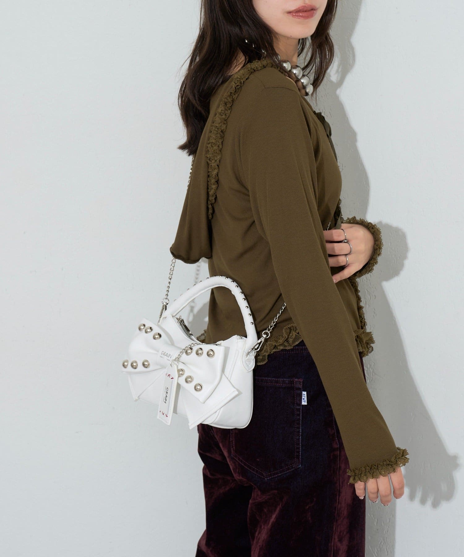 [CIAOPANIC] GRAIN Ribbon 2Way Bag - Image 6