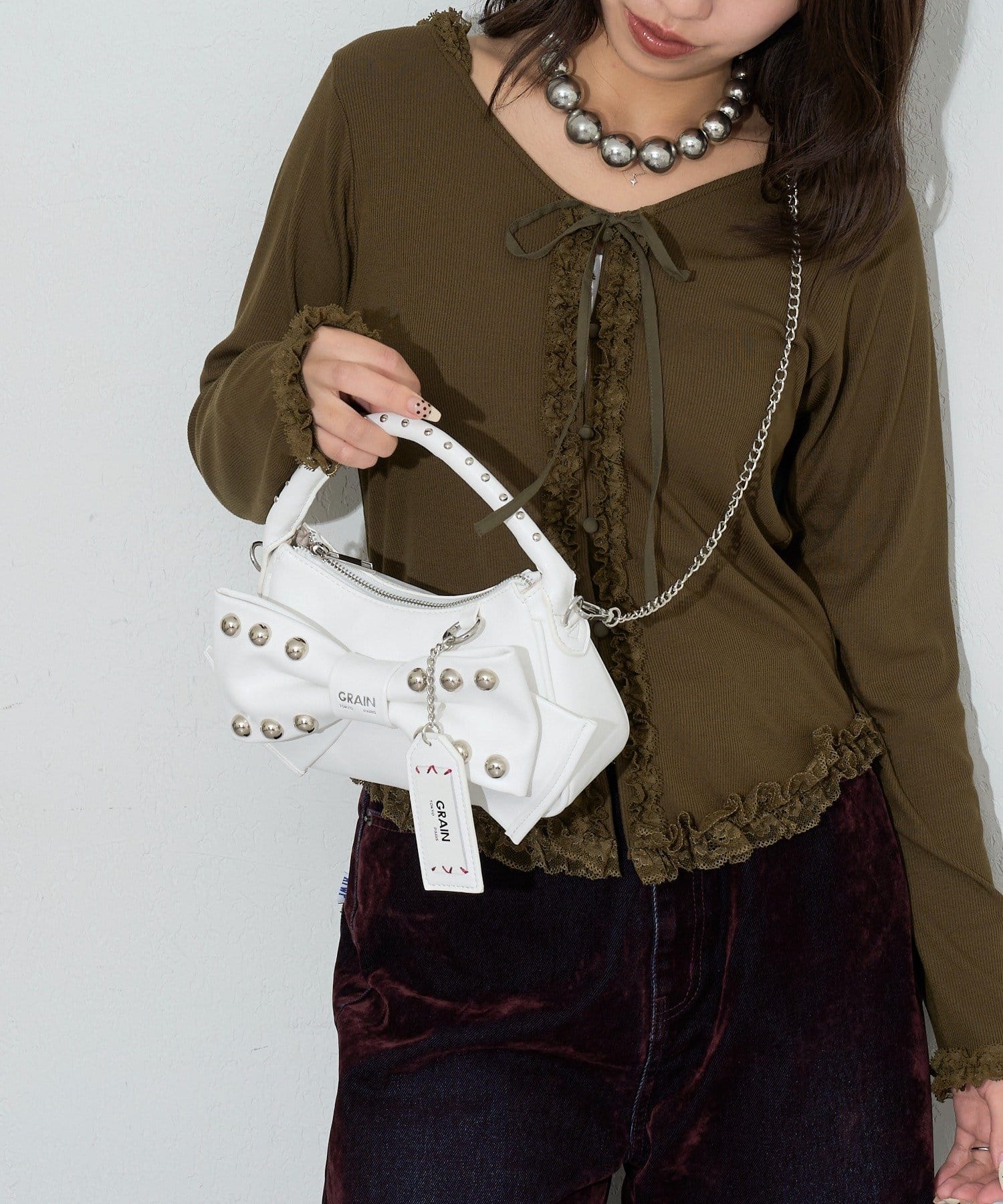[CIAOPANIC] GRAIN Ribbon 2Way Bag - Image 7