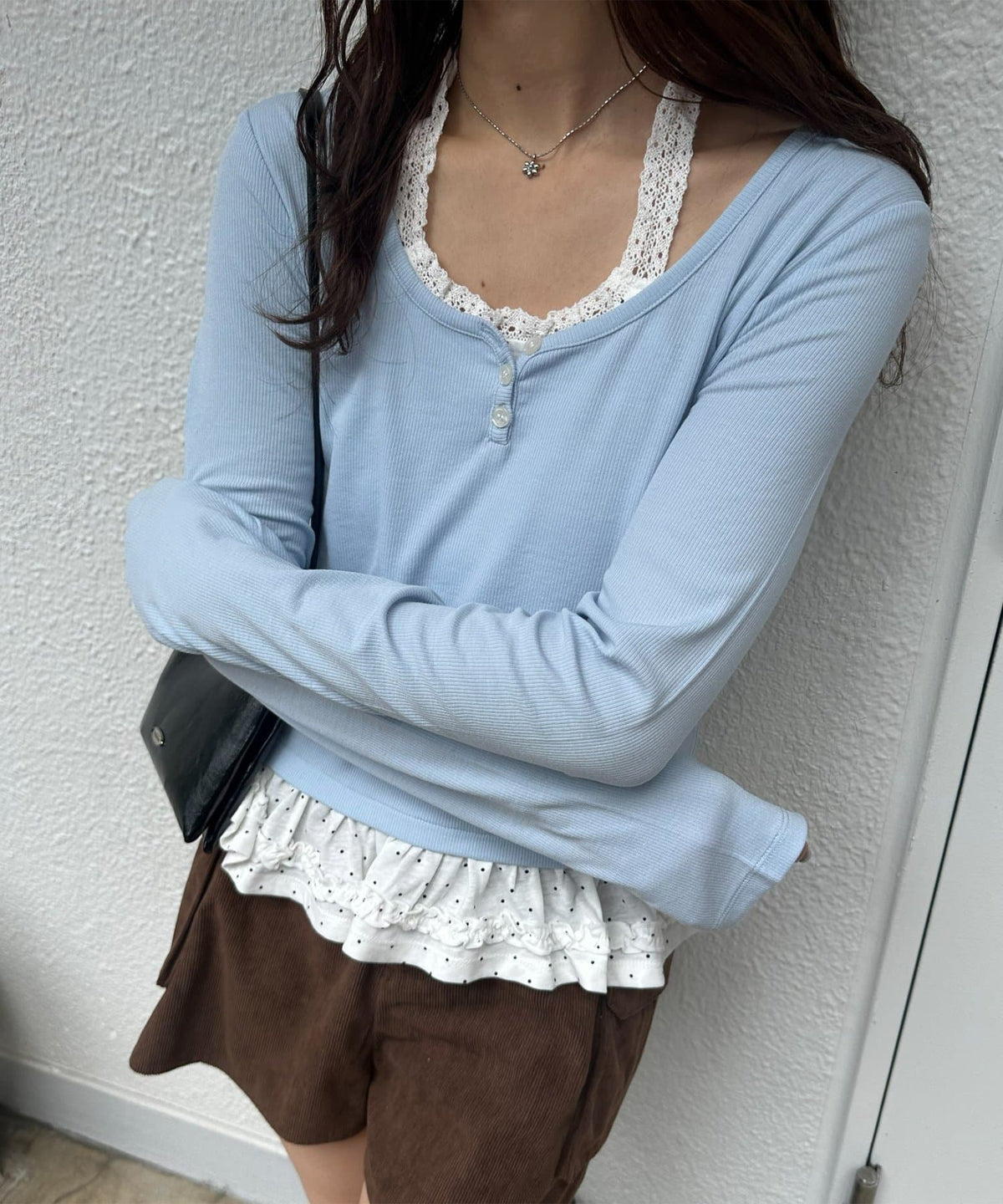 Umm. By Discoat Layered Henley-neck pullover - Image 4