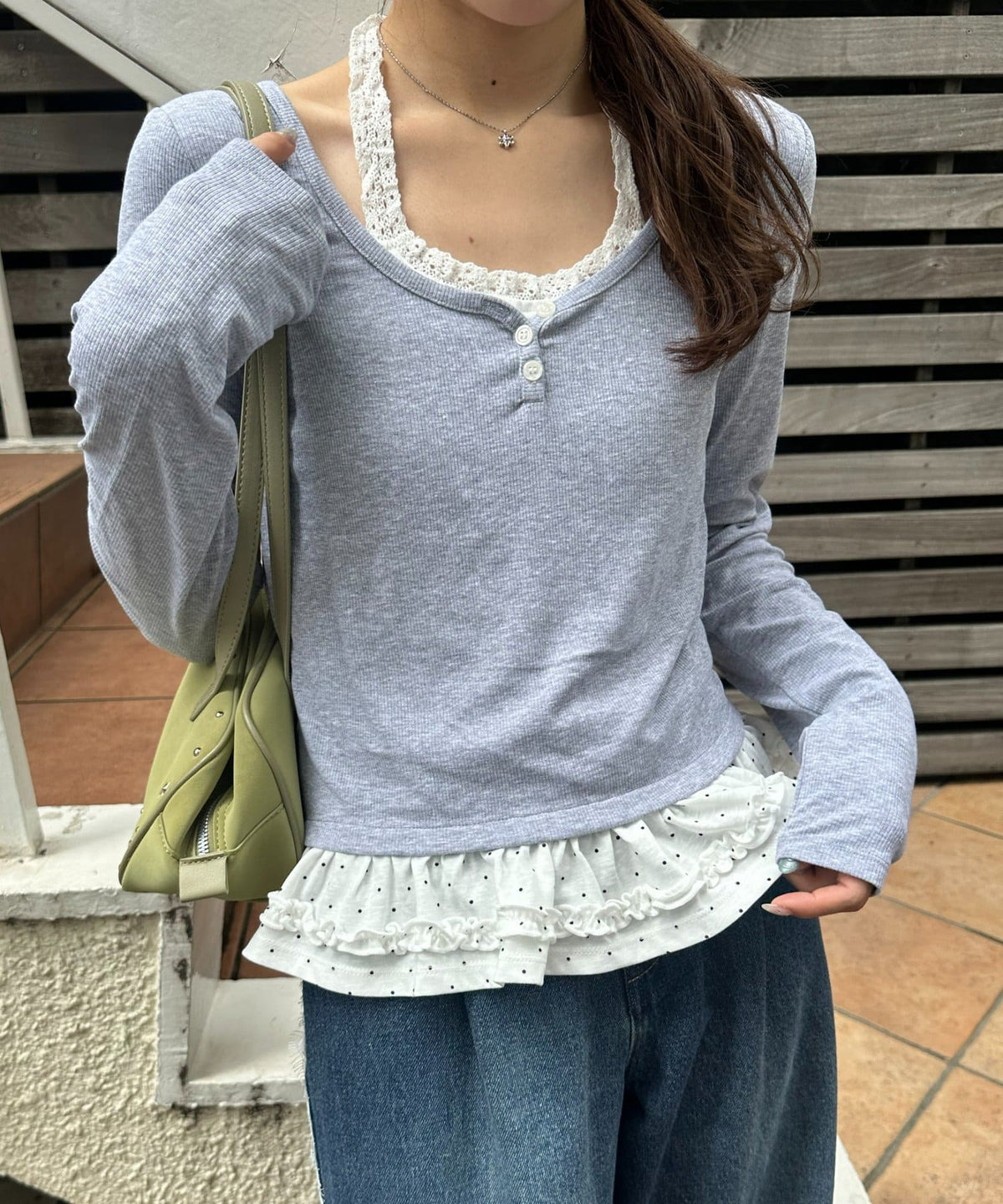 Umm. By Discoat Layered Henley-neck pullover - Image 2