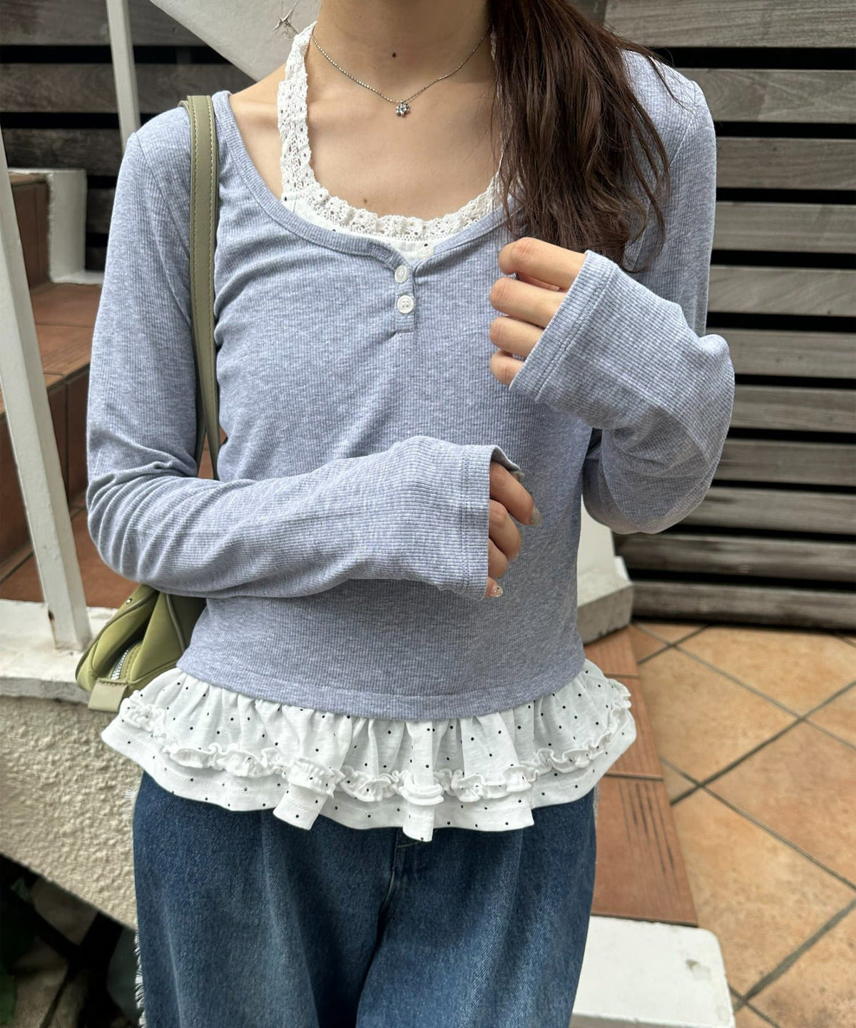 Umm. By Discoat Layered Henley-neck pullover - Image 13