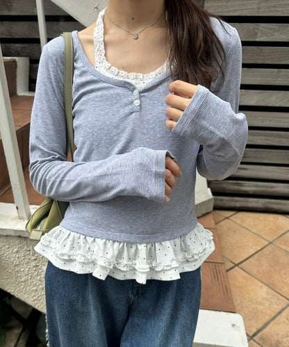 Umm. By Discoat Layered Henley-neck pullover - Image 13