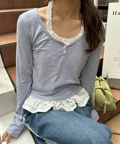 Umm. By Discoat Layered Henley-neck pullover - Image 14