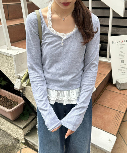 Umm. By Discoat Layered Henley-neck pullover - Image 16