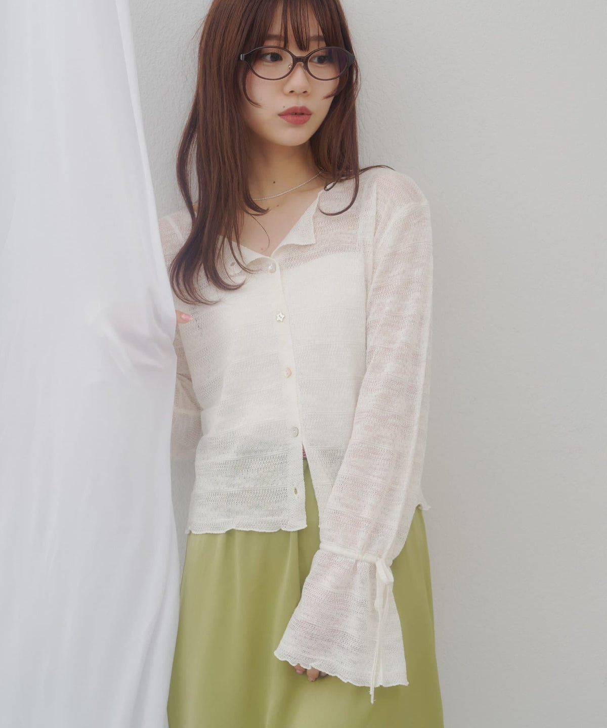 umm. By Discoat 各種紐扣 Sheer Cardigan - Image 2