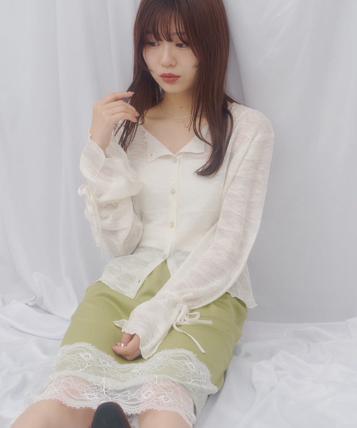 umm. By Discoat 各種紐扣 Sheer Cardigan - Image 6