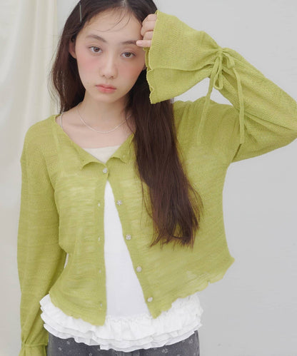 umm. By Discoat 各種紐扣 Sheer Cardigan - Image 1