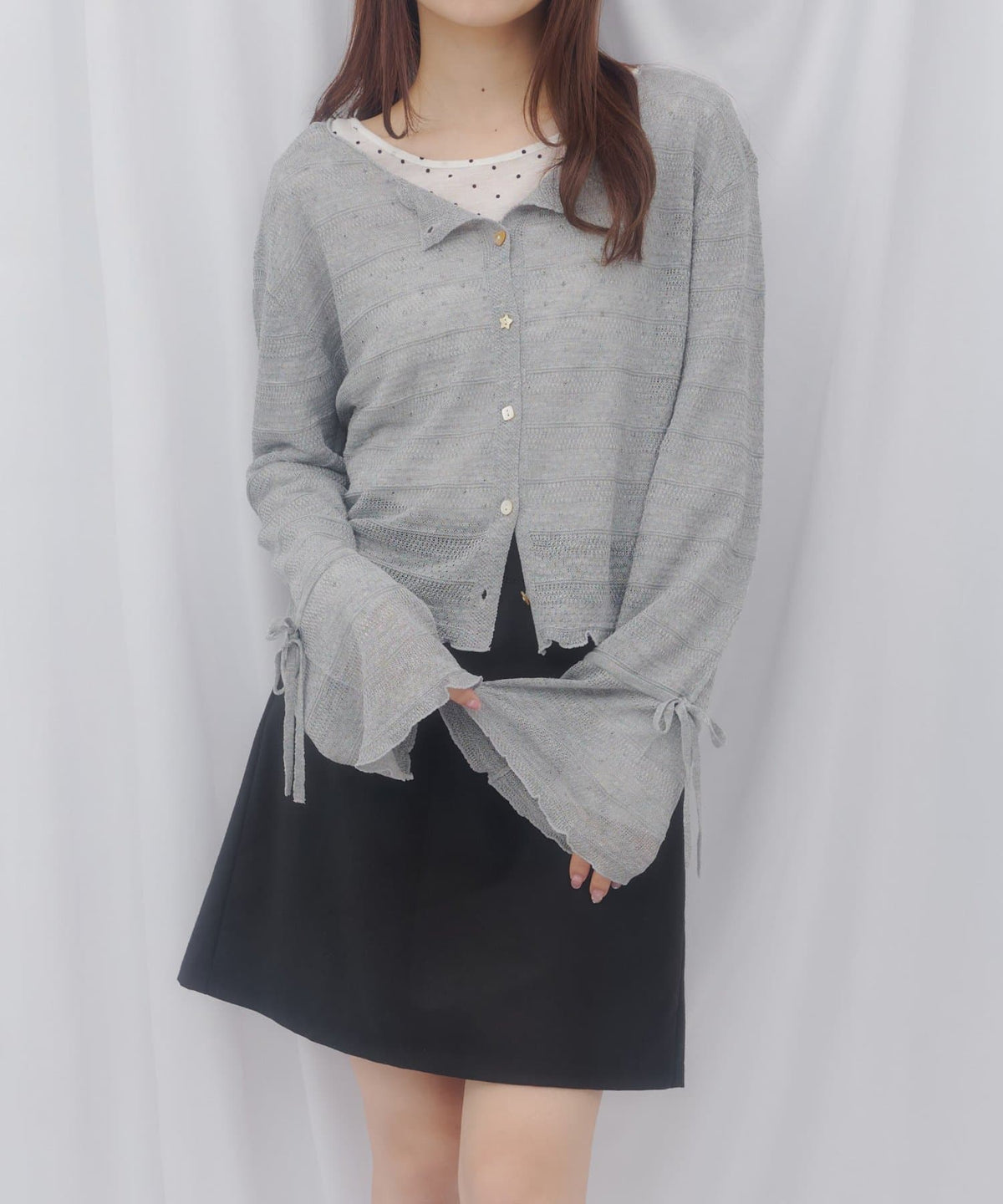 umm. By Discoat 各種紐扣 Sheer Cardigan - Image 3