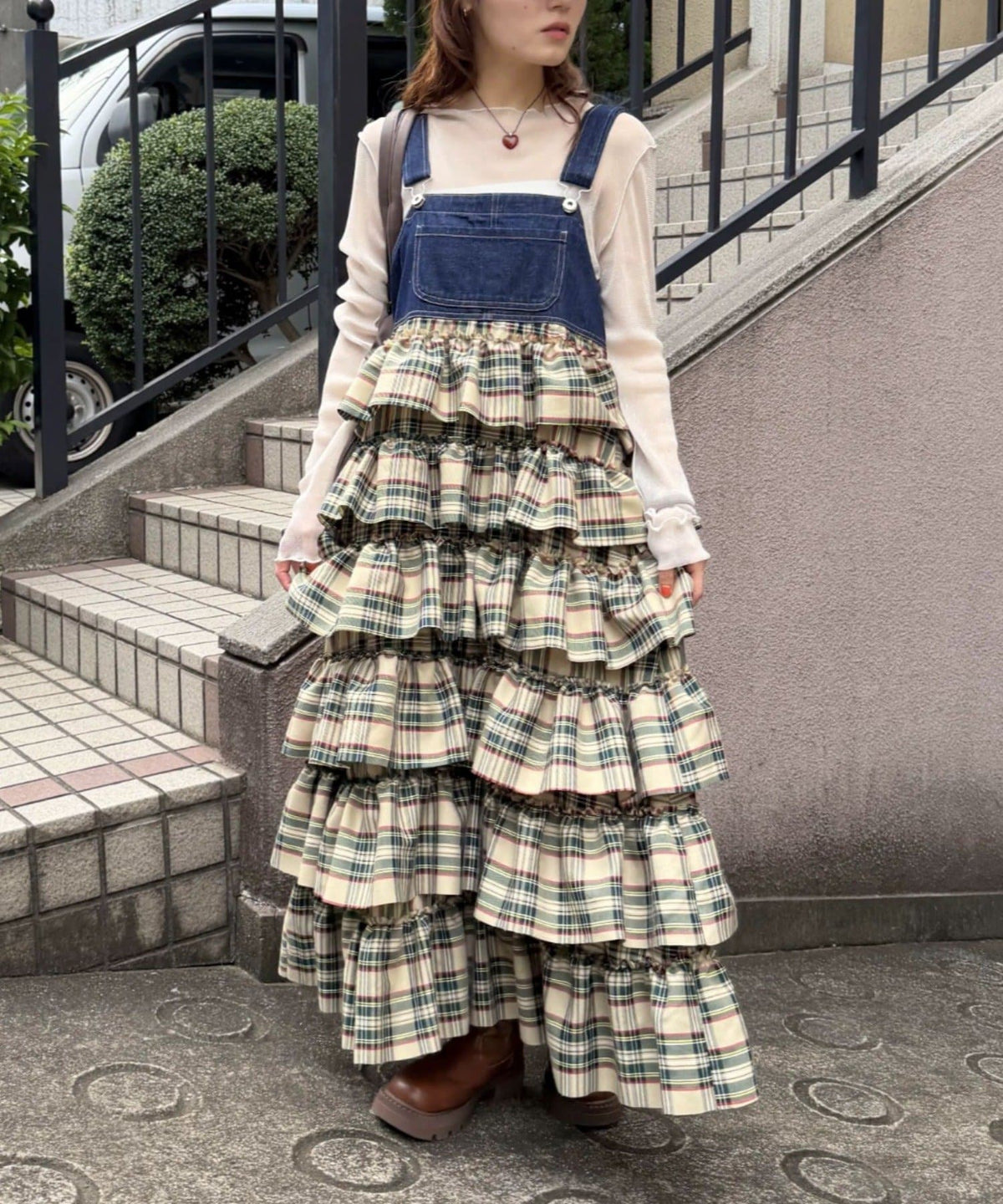 w closet 荷葉邊多層吊帶裙 - Image 1