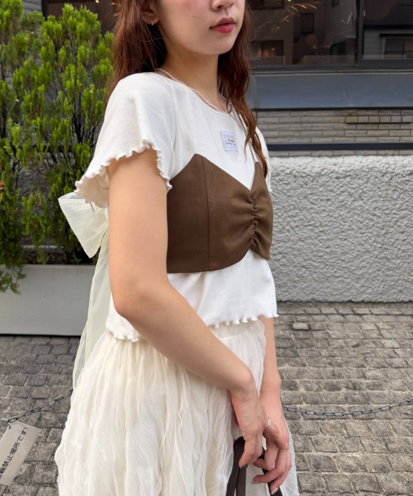 w closet 麂皮蝴蝶結吊帶背心 - Image 12