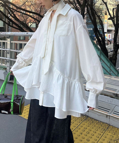 [長袖Ver] CIAOPANIC 多層束腰襯衫裙連TIE - Image 12