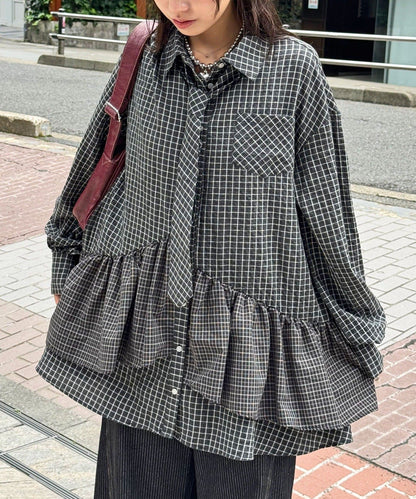[長袖Ver] CIAOPANIC 多層束腰襯衫裙連TIE - Image 1