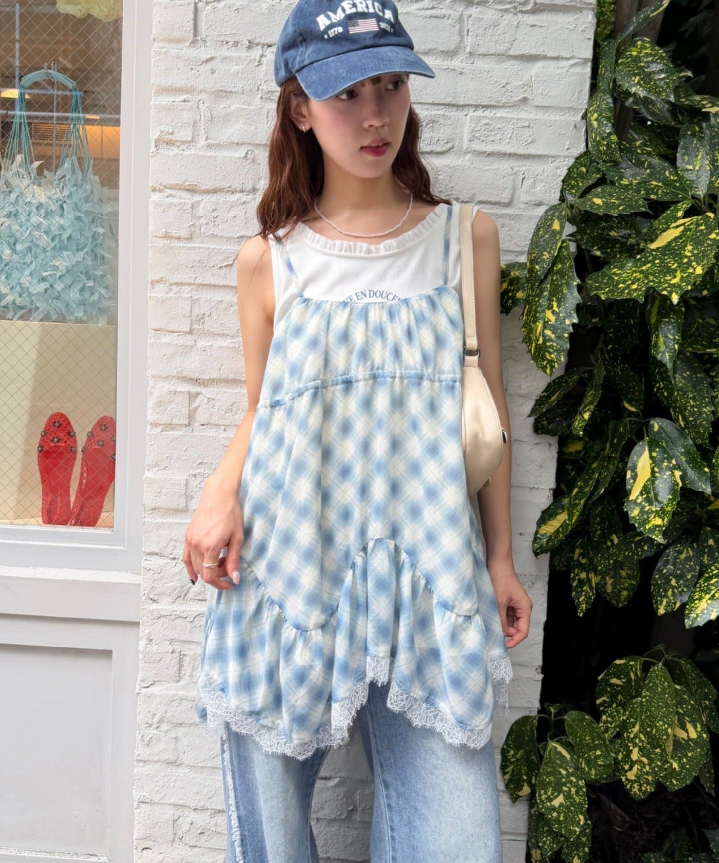 w closet sheer 格紋吊帶ops - Image 4
