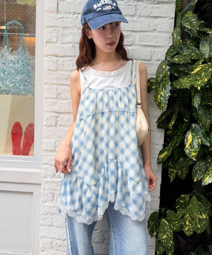 w closet sheer 格紋吊帶ops - Image 4
