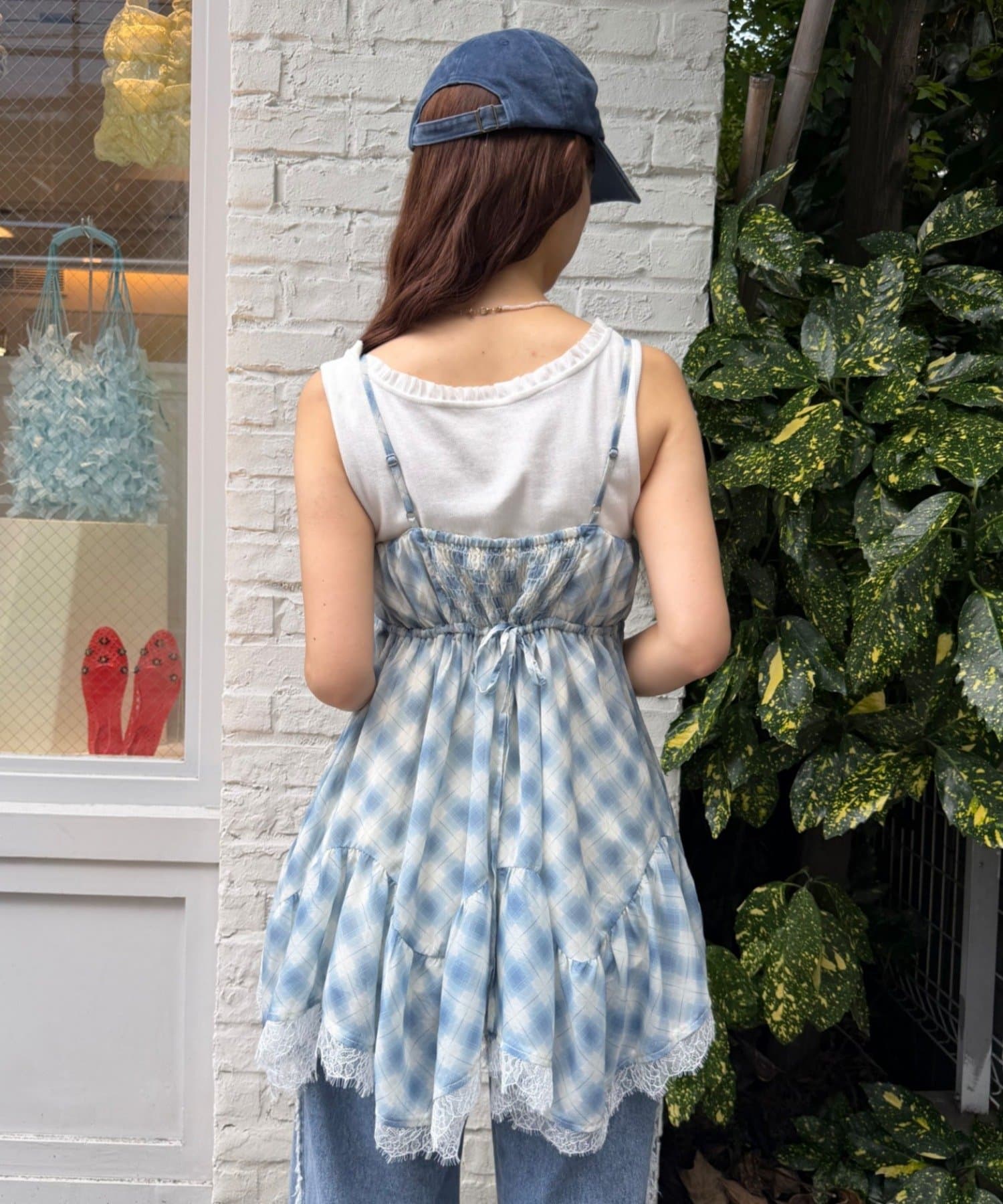 w closet sheer 格紋吊帶ops - Image 5
