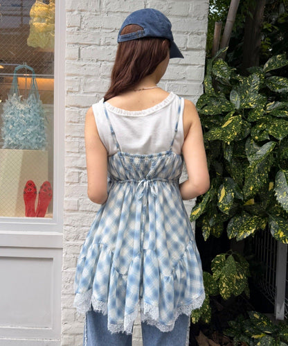 w closet sheer 格紋吊帶ops - Image 5