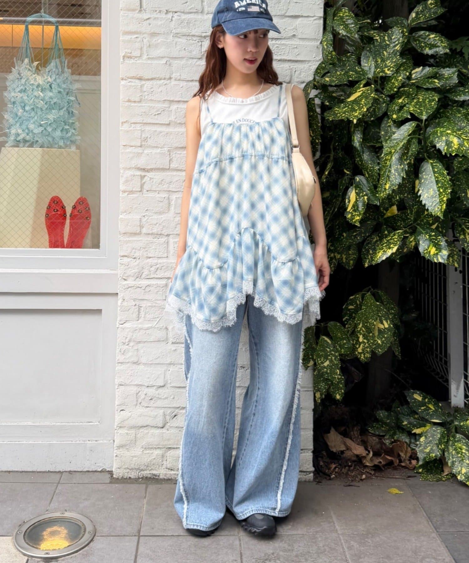 w closet sheer 格紋吊帶ops - Image 6