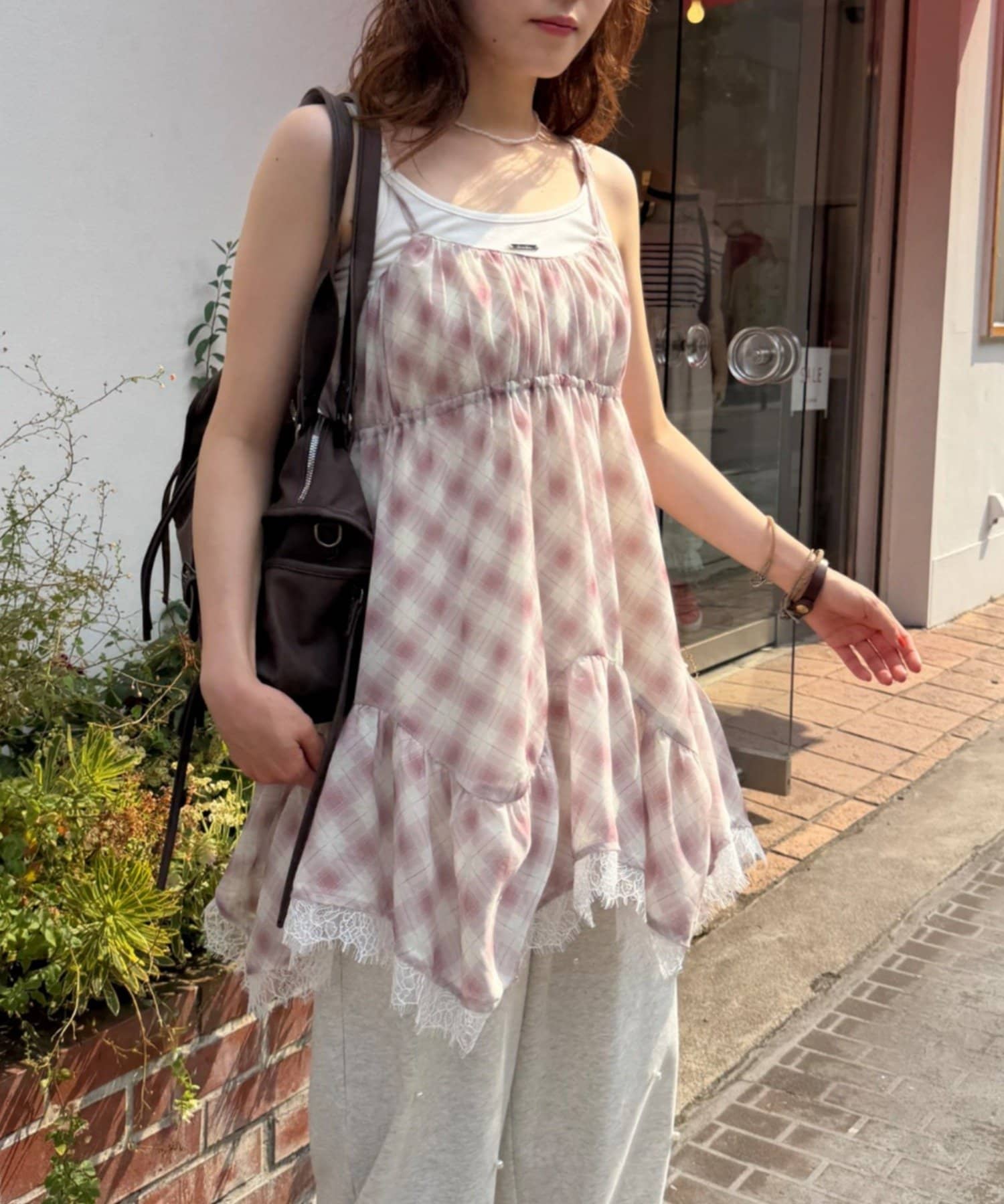 w closet sheer 格紋吊帶ops - Image 12
