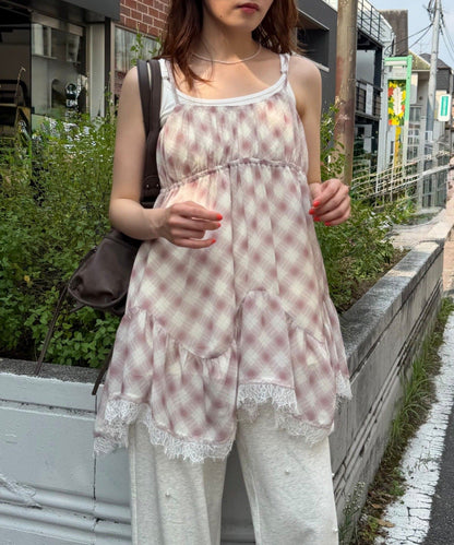 w closet sheer 格紋吊帶ops - Image 13