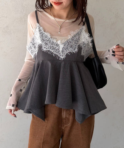 Thevon Lace-paneled frill bustier - Image 1