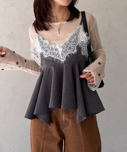 Thevon Lace-paneled frill bustier - Image 3