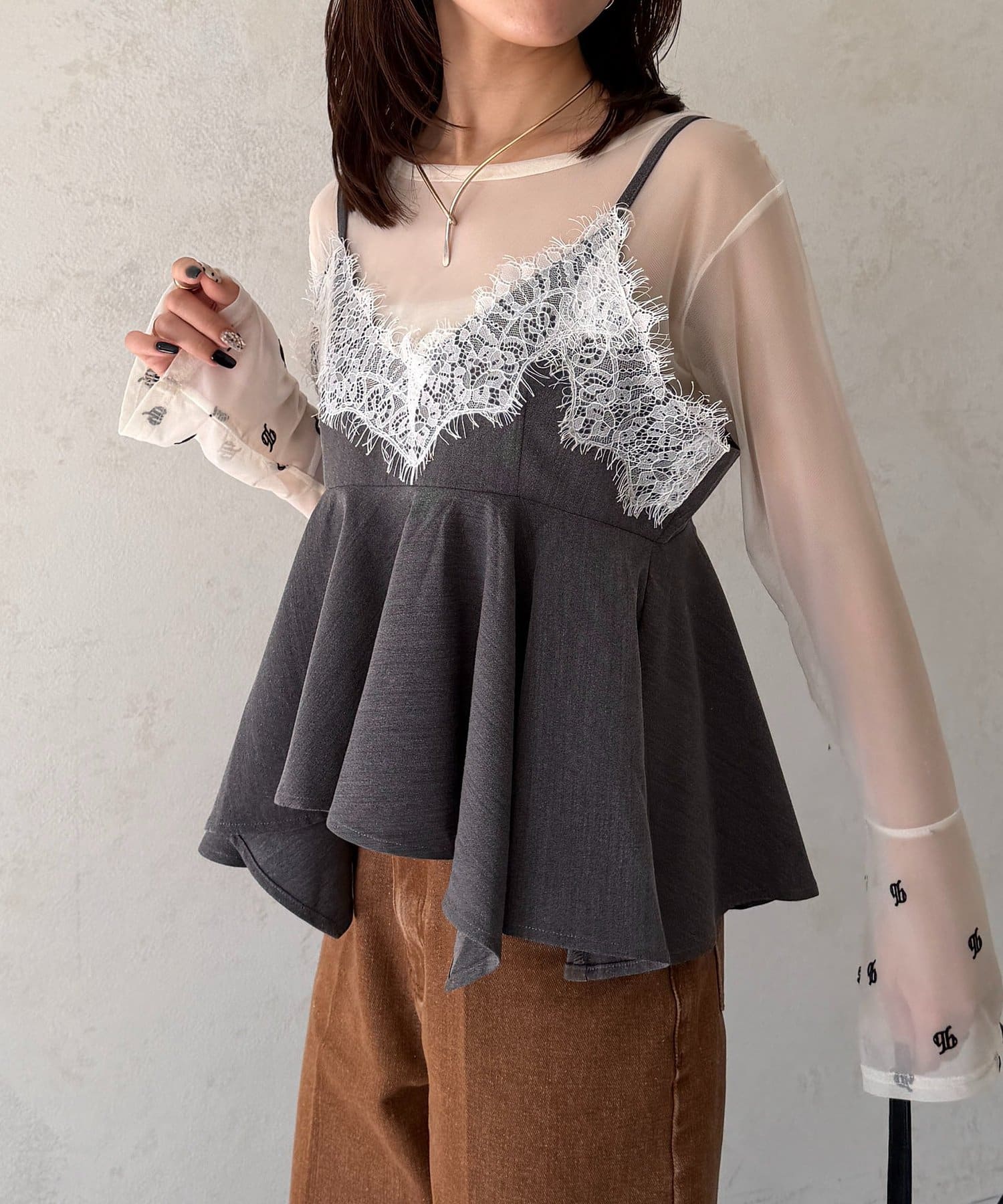 Thevon Lace-paneled frill bustier - Image 4