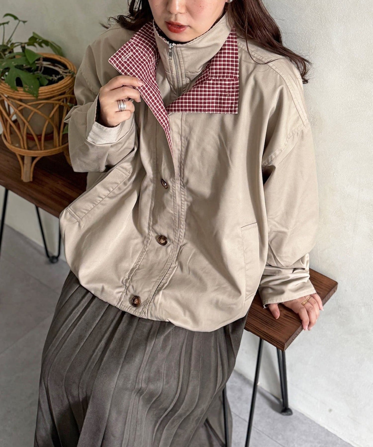CPCM 格紋領口 balloon jacket - Image 1
