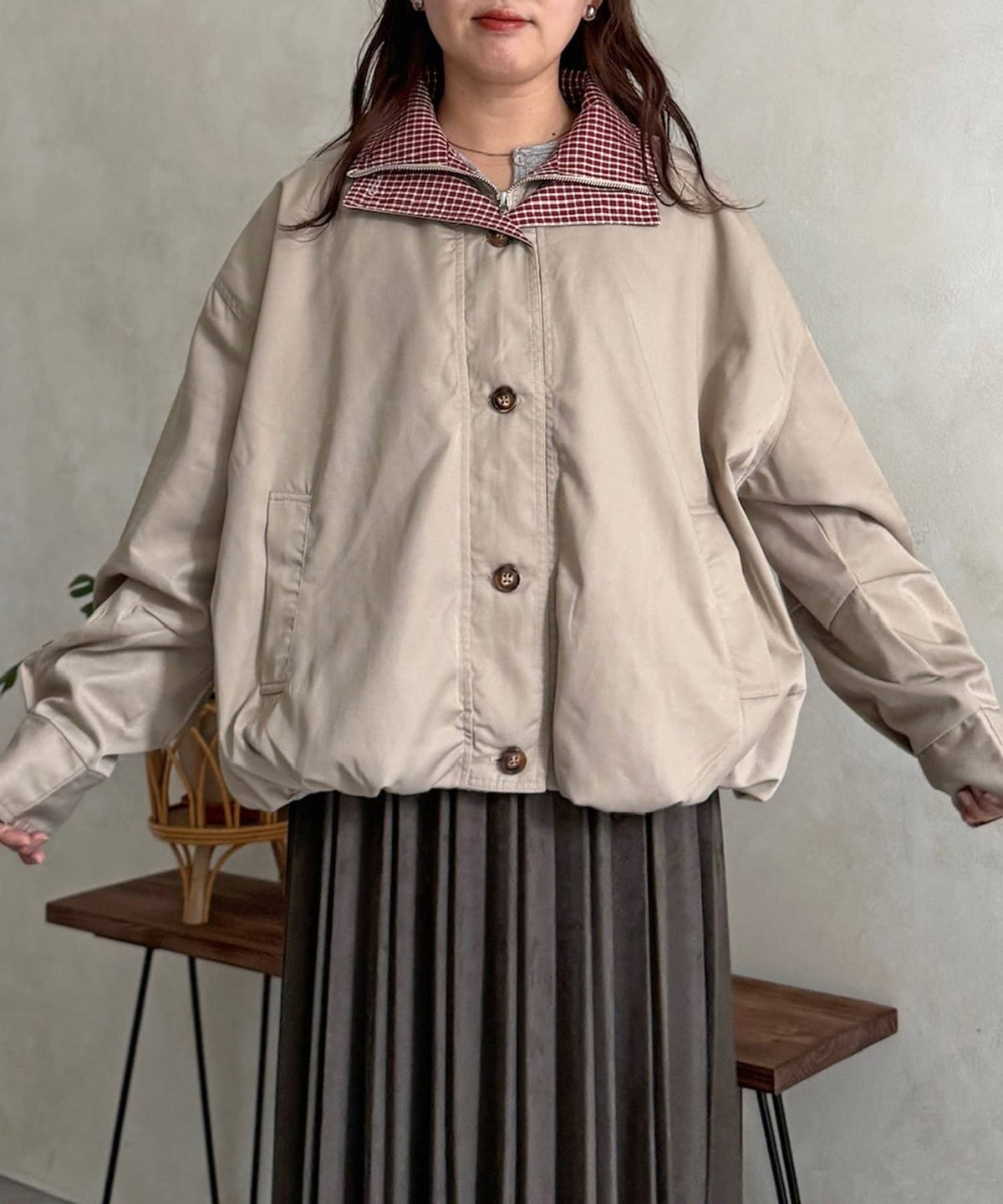 CPCM 格紋領口 balloon jacket - Image 3