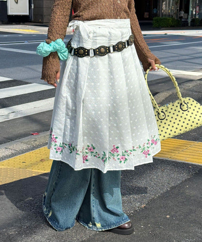 CIAOPANIC Pleated Floral Layered Midi Wrap Skirt - Image 1
