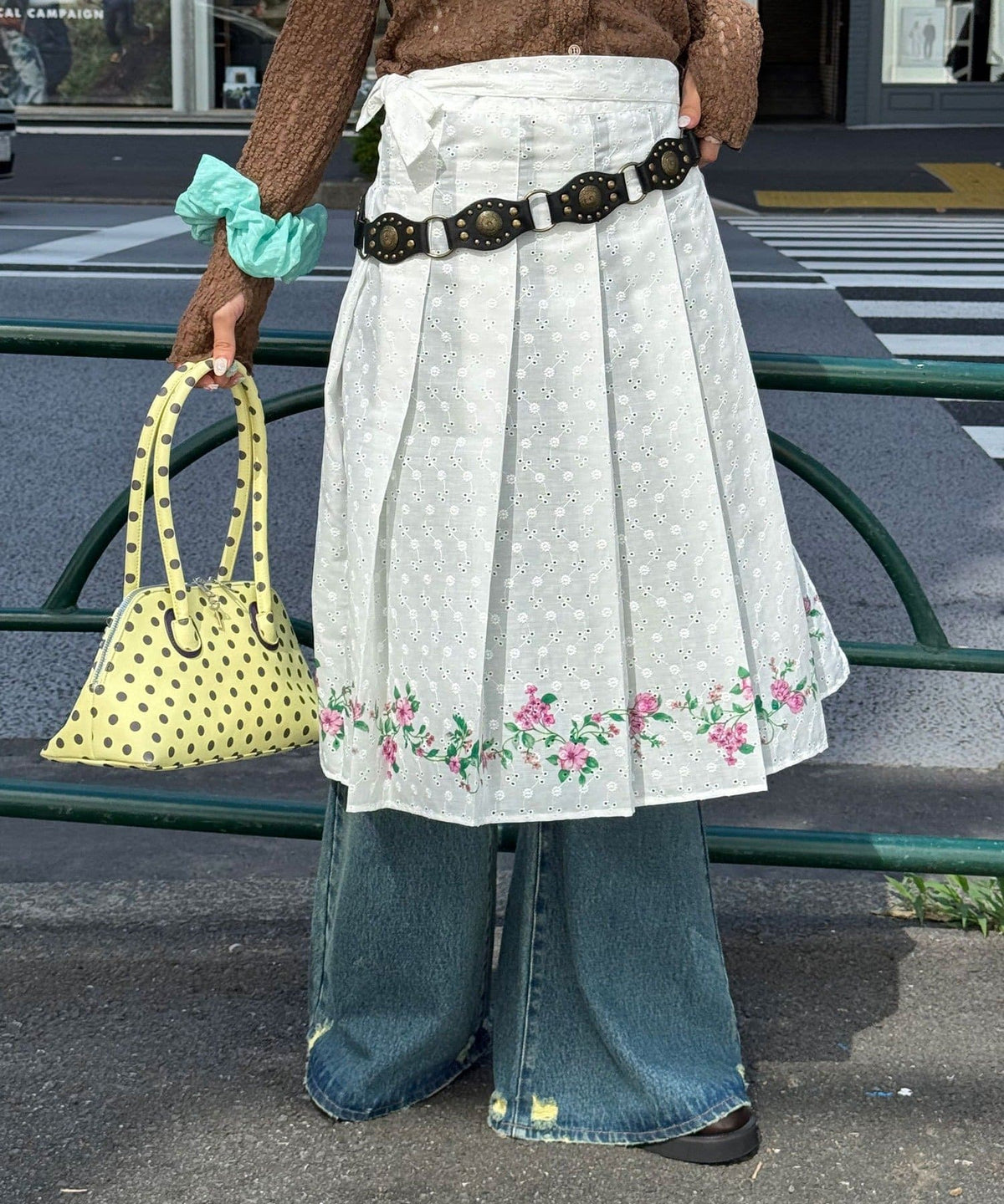 CIAOPANIC Pleated Floral Layered Midi Wrap Skirt - Image 3