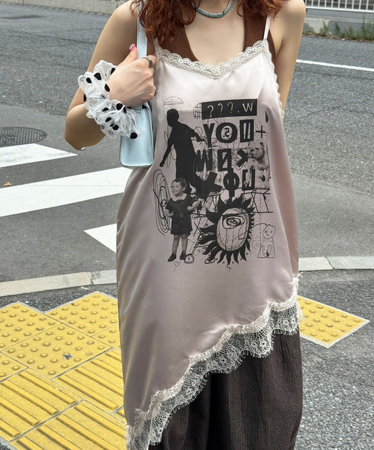 CIAOPANIC Satin print asymmetrical camisole dress - Image 1
