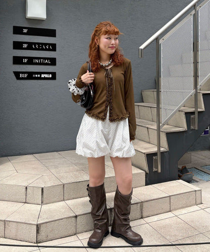 CIAOPANIC Frill Lace Trim Hooded Ribbed Top - Image 27